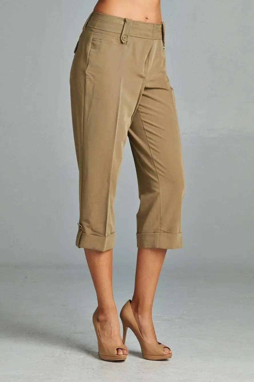 Larry Levine Woman Tan Capri Convertible pants 22W